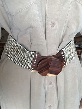 Vintage stretch glass beads belt